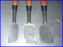 Funahiro Oire Nomi Japanese Bench Chisels Set of 3 30, 36, 42mm Red Oak