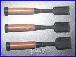 Funahiro Oire Nomi Japanese Bench Chisels Set of 3 30, 36, 42mm Red Oak
