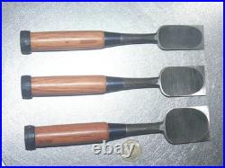 Funahiro Oire Nomi Japanese Bench Chisels Set of 3 30, 36, 42mm Red Oak