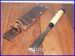 Genju Funahiro Japanese Bench Chisels Wakisashi Nomi 24mm 2Hollows Ura Unused Genju Funahiro Japanese Bench Chisels Wakisashi Nomi 24mm 2Hollows Ura Unused