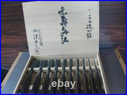 Genju Funahiro Nomi Ebony Pattern Japanese Bench Chisels Set of 10 #N152