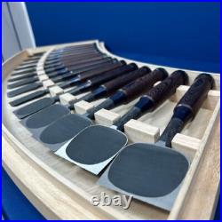 Genju Funahiro Oire Nomi Damascus Mokume Japanese Bench Chisels Set of 15
