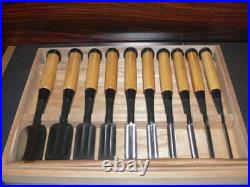 Genju Funahiro Oire Nomi Japanese Bench Chisels Multi Hollows Set of 10 Boxwood