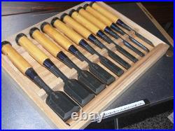 Genju Funahiro Oire Nomi Japanese Bench Chisels Multi Hollows Set of 10 Boxwood