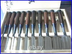 Genju Funahiro Oire Nomi Japanese Bench Chisels Multi Hollows Set of 10 Ebony