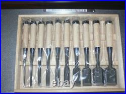 Genju Funahiro Oire Nomi Japanese Bench Chisels Set of 10 White oak Unused