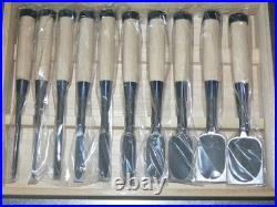 Genju Funahiro Oire Nomi Japanese Bench Chisels Set of 10 White oak Unused