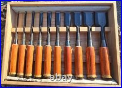 Genju Funahiro Oire Nomi Japanese Bench Chisels Set of 10 With Box Used