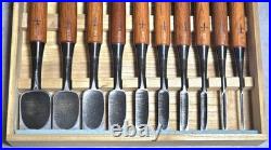 Genju Funahiro Oire Nomi Japanese Bench Chisels Set of 10 With Box Used