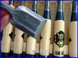 Hanyu Yasushi Damascus Oire Nomi Japanese Bench Chisels Set of 10 Red Oak Handle Hanyu Yasushi Damascus Oire Nomi Japanese Bench Chisels Set of 10 Red Oak Handle