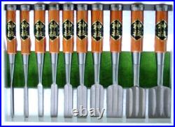 Hanyu Yasushi Oire Nomi Japanese Bench Chisels Set of 10 Multi Hollows Polished