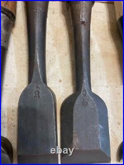 Hidari Hisasaku Hisahiro Japanese Chisels Nomi Set of 14 Vintage Carpenter Tools