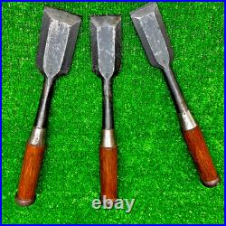 Hidari Hisasaku Oire Nomi Japanese Bench Chisel 36mm 42mm 48mm Set of 3 Used