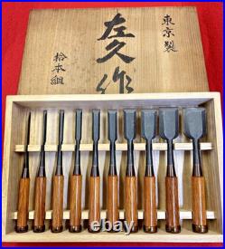 Hidari Hisasaku Oire Nomi Japanese Bench Chisels Set of 10 With Box Used