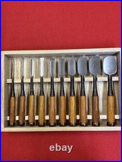 Hidari Hisasaku Oire Nomi Japanese Bench Chisels Set of 10 With Box Used