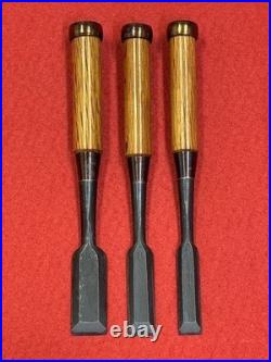 Hidari Hisasaku Oire Nomi Japanese Bench Chisels Set of 10 With Box Used