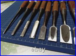 Hidari Hisasaku Vintage Oire Nomi Japanese Bench Chisels Set of 10 Hidari Hisasaku Vintage Oire Nomi Japanese Bench Chisels Set of 10