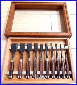 Hidari Ichihiro Oire Nomi Japanese Bench Chisels Yamasaki Shozo Set of 10 With Box