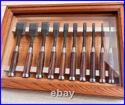 Hidari Ichihiro Oire Nomi Japanese Bench Chisels Yamasaki Shozo Set of 10 With Box