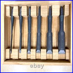 Hidari Ichihiro Vintage Oire Nomi Japanese Bench Chisel Set of 6 Blade Only