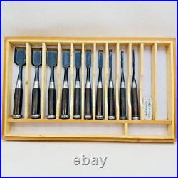 Hidari Ichihiro Yamasaki Shozo Oire Nomi Japanese Bench Chisels Set of 10 Ebony