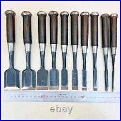 Hidari Ichihiro Yamasaki Shozo Oire Nomi Japanese Bench Chisels Set of 10 Ebony