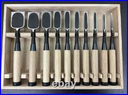 Hidari Kiyotada Oire Nomi Japanese Bench Chisels Set of 10 Shimamura Kozaburo