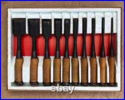 Hidari Osahiro Tokyo Oire Nomi Japanese Bench Chisels Set of 10 Boxwood Handle