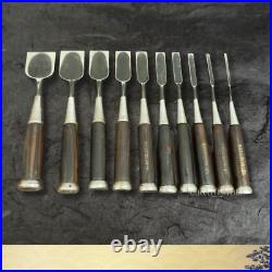 Ikkansai Japanese Oire Nomi Chisels 10pc Set Bench Woodworking Tool Vintage