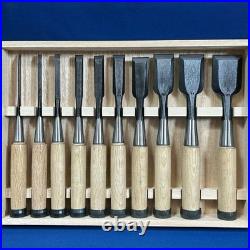 Ioroi Japanese Bench Chisels Oire Nomi Set of 10 Black Finish White Oak New