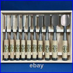 Ioroi Japanese Bench Chisels Oire Nomi Set of 10 Black Finish White Oak New