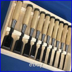 Ioroi Japanese Bench Chisels Oire Nomi Set of 10 Black Finish White Oak New