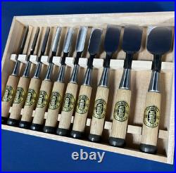 Ioroi Japanese Bench Chisels Oire Nomi Set of 10 Black Finish White Oak New