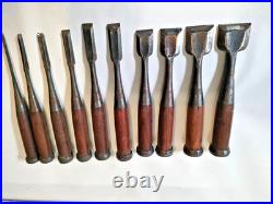 Ioroi Japanese Bench Chisels Oire Nomi Set of 10 Used