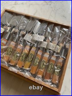 Ioroi Oire Nomi Japanese Bench Chisels Set of 10 Gummiwood Handle Unused