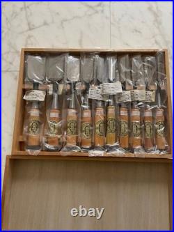 Ioroi Oire Nomi Japanese Bench Chisels Set of 10 Gummiwood Handle Unused