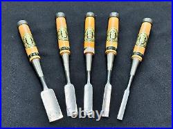 Ioroi Oire Nomi Japanese Bench Chisels Set of 5 for Hard Laminated Wood X7