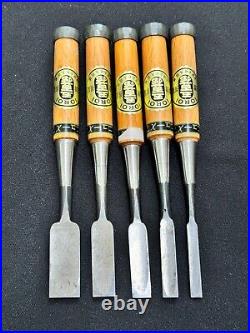 Ioroi Oire Nomi Japanese Bench Chisels Set of 5 for Hard Laminated Wood X7