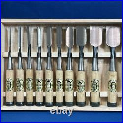 Ioroi Oire Nomi Japanese Bench Chisels White Steel Set of 10 White Oak New
