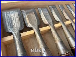 Ioroi Oire Nomi Suminagashi Japanese Bench Chisels White Steel Set of 10 Unused