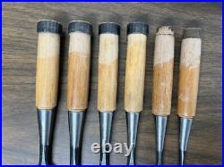 Iyoroi Oire Nomi Japanese Bench chisels (LOT OF 6) used Iyoroi Oire Nomi Japanese Bench chisels (LOT OF 6) used