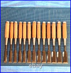 Japanese Bench Chisel Oire Nomi Set of 13 21, 24, 30, 36mm Used