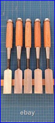 Japanese Bench Chisel Oire Nomi Set of 13 21, 24, 30, 36mm Used