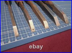 Japanese Bench Chisel Various Brands Mukomachi Nomi Set of 7 3mm-12mm Used