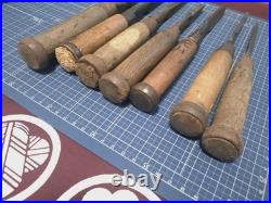 Japanese Bench Chisel Various Brands Mukomachi Nomi Set of 7 3mm-12mm Used