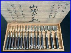 Japanese Bench Chisels Funahiro Rare Oire Nomi 15set Ebony 4 Back Ura