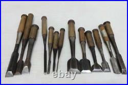 Japanese Carpenter Tool Oire Nomi 13 Wood Chisels Set Vintage Hirosada Toramaru