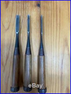 Japanese Carpenter Tool Oire Nomi 3 Wood Chisel Set Ichihiro Vintage 3mm 6mm 9mm