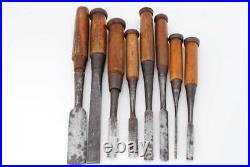 Japanese Carpenter Tool Oire Nomi 8 Wood Chisels Set Vintage Hiromitsu Kiyohiro