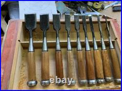 Japanese Carpenter Tool Oire Nomi 9 Wood Chisels Set Woodworking Professional FS